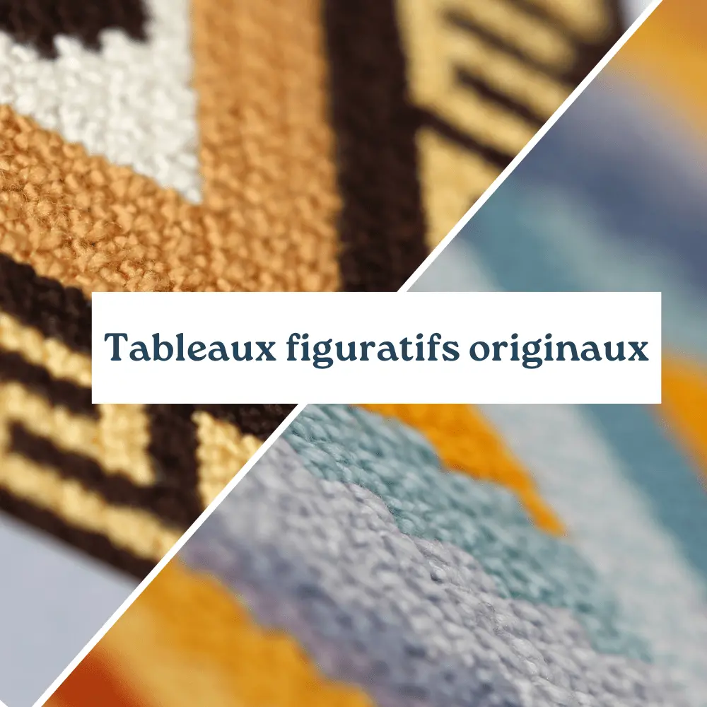 Deux images de tapisserie en diagonale illustrent la catégorie des tableaux modernes originaux.